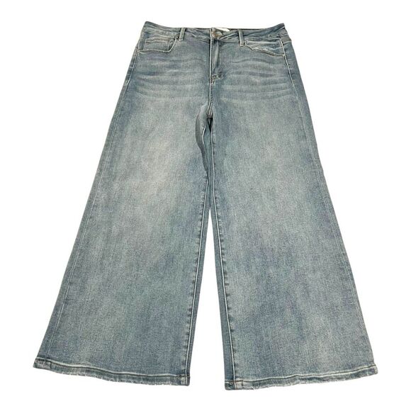 Risen Jeans Denim - NWT Risen Women's Jeans Sz 15/32 High Rise Wide Leg Crop Light‎ Wash Blue Denim